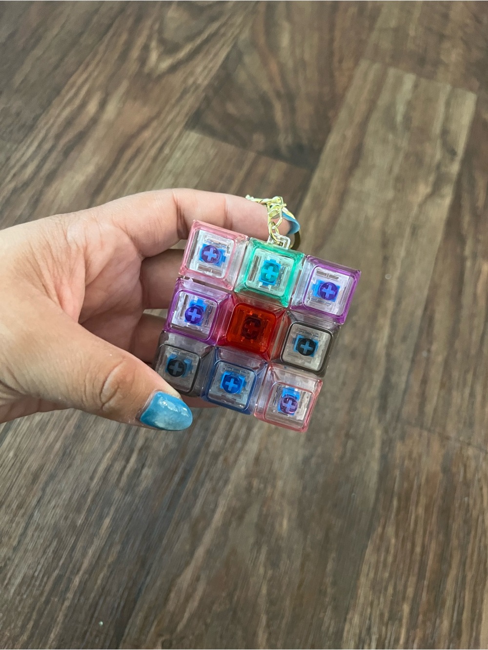 🌈 Clear Colorful Keyboard Key Fidget Cube Keychain | Sensory Toy ⌨️✨